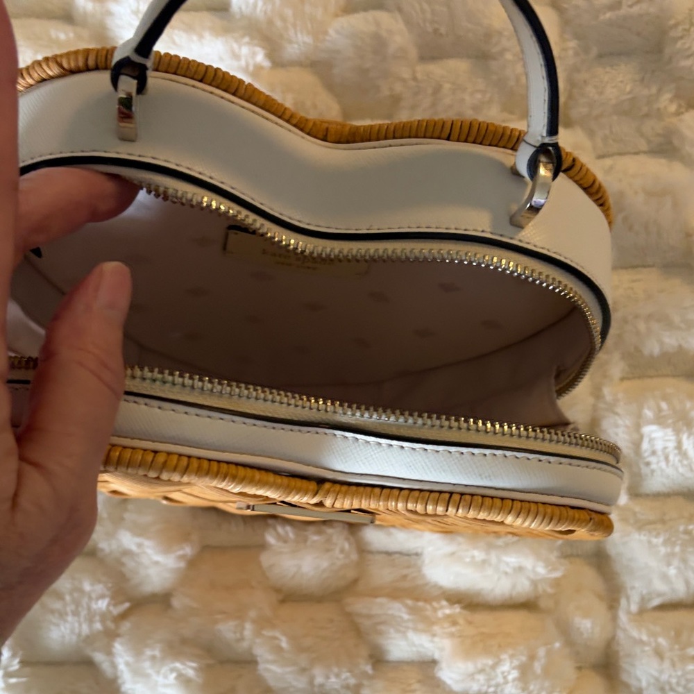 kate spade Wicker Heart Mini Top-Handle Bag in Natural Tan - Picture 2 of 5